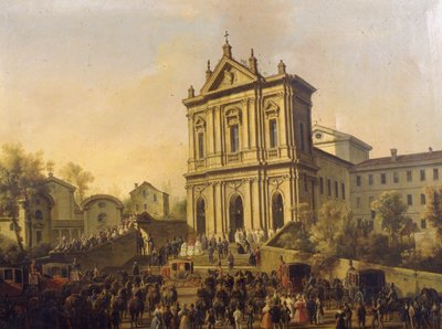 Papst Gregor XVI. besucht die Kirche San Gregorio al Celio, ca. 1831-47 von Lorenzo Scarabellotto